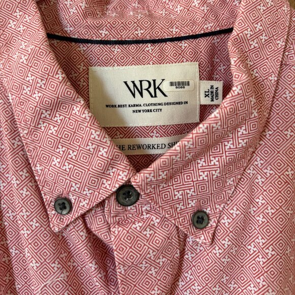 W.R.K Reworked Red Geo Print Short Sleeve Shirt - Picture 2 of 4
